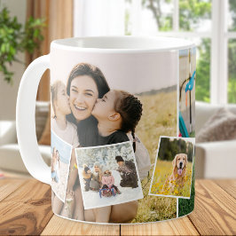Taza De Café Crea tu propio collage de 7 fotos personalizado