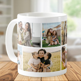 Taza De Café Crea tu propio collage de 8 fotos personalizadas