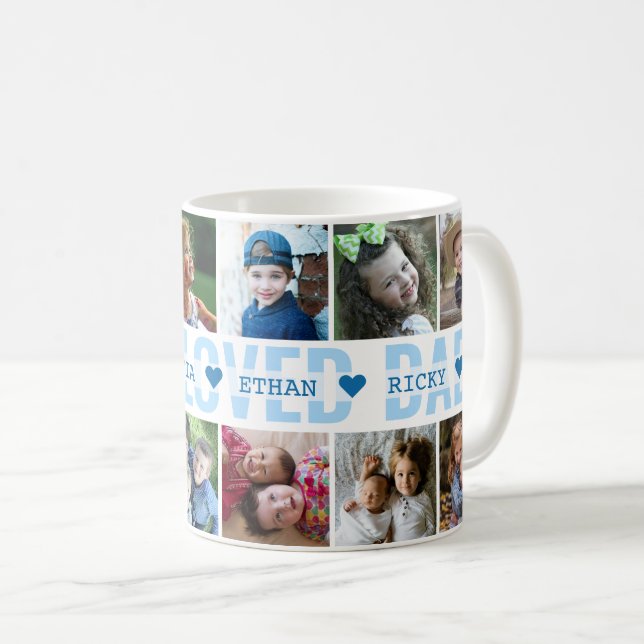 Taza De Café Crea tu propio Collage de fotos 12 más querido pap (Anverso derecho)