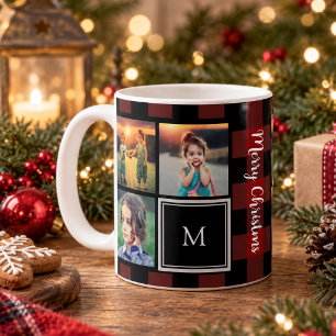 Taza De Café Crea tu propio collage de fotos de Navidad familia