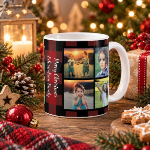 Taza De Café Crea tu propio collage de fotos de Navidad familia