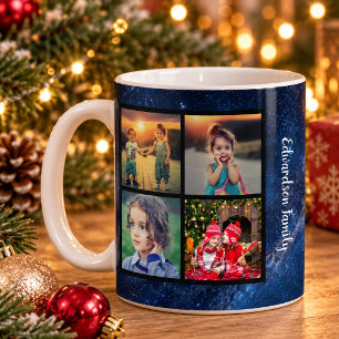 Taza De Café Crea tu propio collage de fotos de Navidad familia