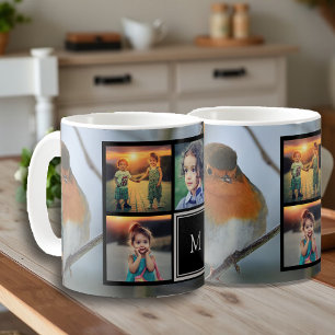 Taza De Café Crea tu propio collage de fotos en monograma robin