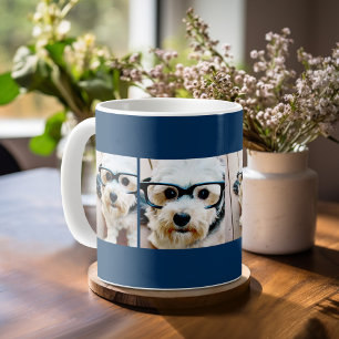 Taza De Café Crea tu propio collage Navy 4 fotos