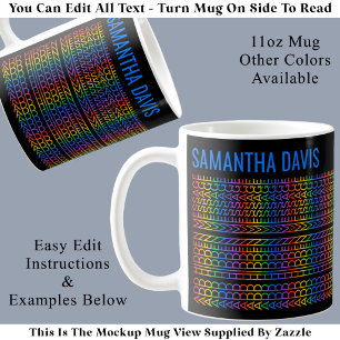 Taza De Café Crea Tu Propio Mensaje Oculto de Arcoíris y Nombre