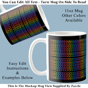 Taza De Café Crea Tu Propio Mensaje Oculto Divertido Arcoíris B
