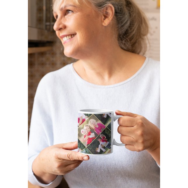 Taza De Café Crea tu propio oro personalizado de 5 Collages de  (Create Your Own Personalized 5 Photo Collage Gold Coffee Mug)