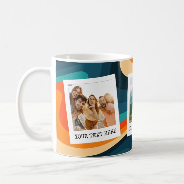 Taza De Café Crea tus propias 3 fotos retro (Izquierda)