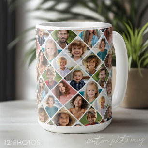 Taza De Café Crea un collage de fotos personalizado con 12 foto