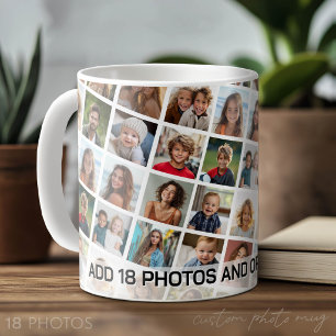Taza De Café Crea un patrón de collage de fotos personalizado -