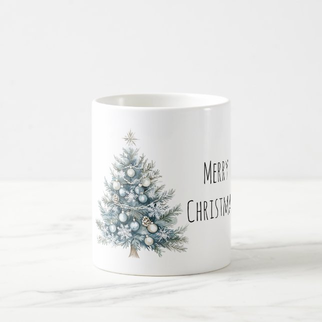 Taza De Café Cream Blue Winter Christmas Tree (Centro)