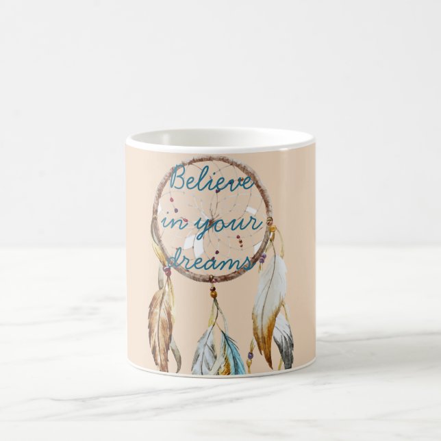 Taza De Café Cream Brown Turquoise Dream Catcher (Centro)