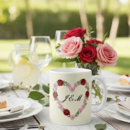 Taza De Café Cream mug with pink and red hearts