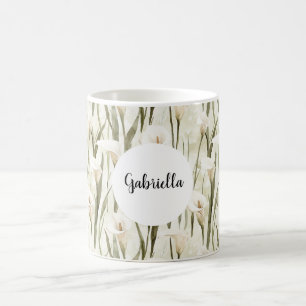 Taza De Café Cream White Calla Lily Floral