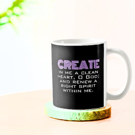 Taza De Café Crear En Mí Un Corazón Puro Neon Purple