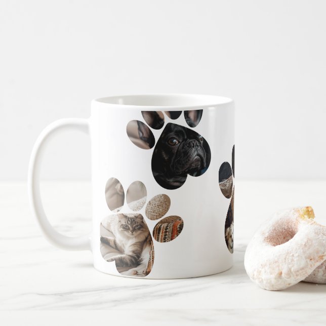 Taza De Café Crear su propio Collage de fotos Personalizado Cat (Con donut)