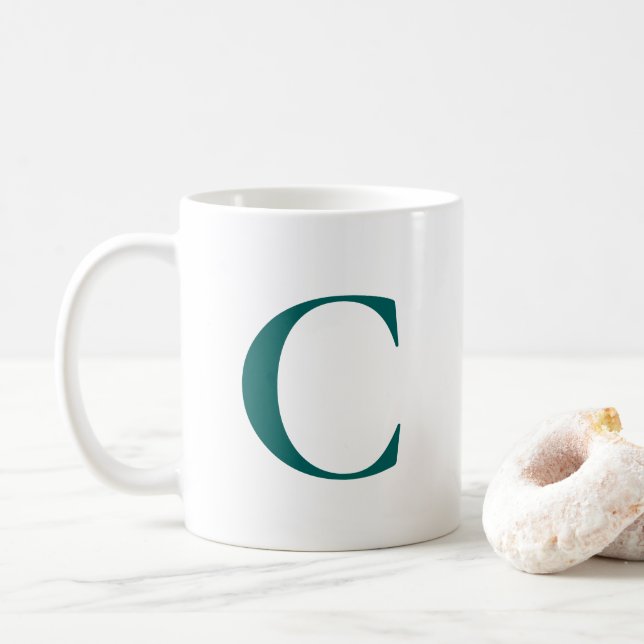 Taza De Café Crear su propio gran monograma Verde azulado (Con donut)