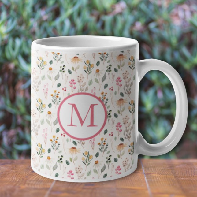 Taza De Café Crear su propio monograma floral personalizado (Subido por el creador)