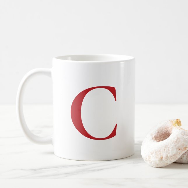 Taza De Café Crear su propio Monograma Rojo Grande (Con donut)