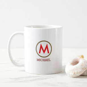 Taza De Café Crear su propio nombre Monograma Rojo