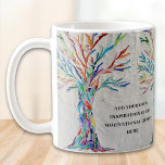 Taza De Café Crear su propio presupuesto Inspirador/motivaciona<br><div class="desc">Este tazón de café decorativo cuenta con un árbol de mosaico en colores arcoiris y un espacio para añadir su propia cita inspiradora. Utilice la opción Personalizar adicional para cambiar el tamaño, estilo o color del texto si lo desea. Porque creamos nuestra propia obra de arte no encontrarás esta imagen...</div>
