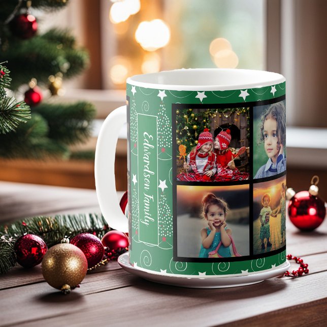 Taza De Café Crear sus propios Navidades de collage de fotos fa (Create your own family photo collage Christmas Coffee Mug. You can add your most beautiful photos.)