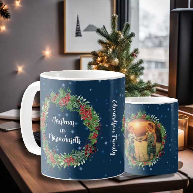 Taza De Café Crear sus propios Navidades fotográficos de país (Unique personal state, country Christmas mug. You can add your own state/ country, photo and name.)