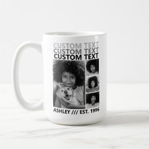 Taza De Café Crear tu propio collage de 4 fotos vintage persona