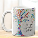 Taza De Café Crear un mensaje Inspirador<br><div class="desc">Este tazón de café decorativo cuenta con un árbol de mosaicos de colores arcoiris. Añade tu cita o mensaje inspirador elegido para personalizarlo. Puede editar el tipo de letra,  el tamaño del tipo de letra y el color del tipo de letra. Original Mosaico © Michele Davies.</div>