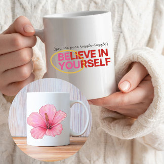 Taza De Café "Créate en ti mismo" Mug de flores de Hibiscus