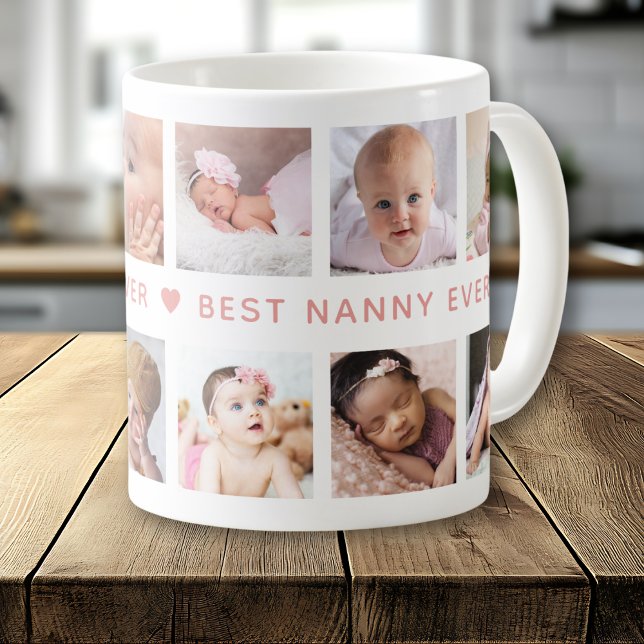 Taza De Café Create Your Own 12 Photo Collage Best Nanny Ever  (Subido por el creador)