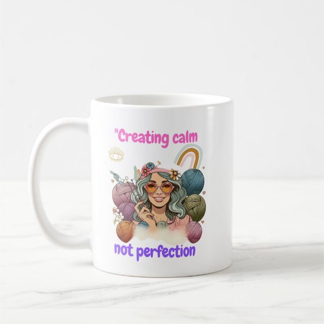 Taza De Café Creating calm, not perfection - Retro knitting gir (Izquierda)