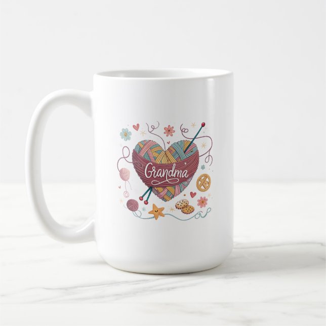 Taza De Café Creativa Abuela Heart Yarn Diseño Familiar Whimsic (Izquierda)