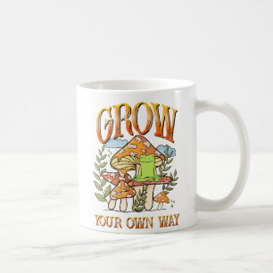 Taza De Café "Crece tu propio camino"   Rana y hongo meditación
