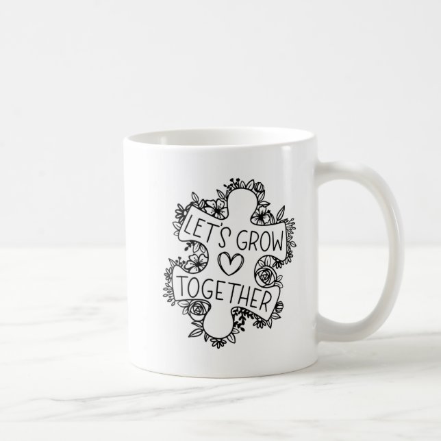 Taza De Café Crecemos juntos la camiseta del mes de concientiza (Derecha)
