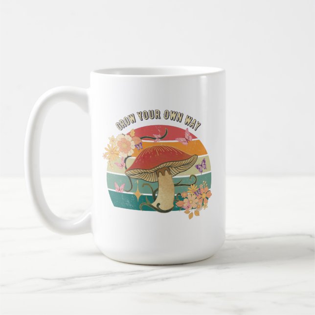 Taza De Café Crecer a tu propia manera retro hongo (Izquierda)