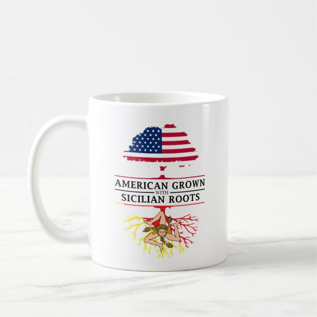 Taza De Café Crecer estadounidense con raíces sicilianas (Izquierda)