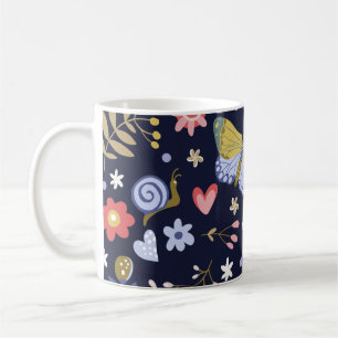 Taza De Café Crecer Flores Positivas Y Mariposa Colorida