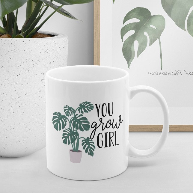 Taza De Café Creces Chica | Amantes divertidos de las plantas (Subido por el creador)