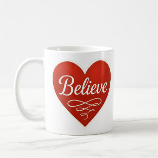 Taza De Café Cree corazón rojo y blanco