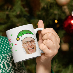 Taza De Café Cree En La Diversión De Tu Foto De Elfo De Navidad