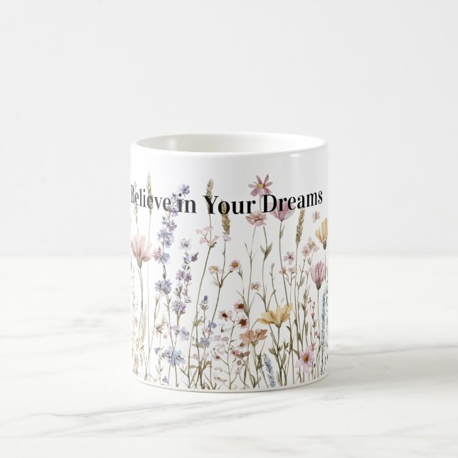 Taza De Café Cree en las flores silvestres (Centro)