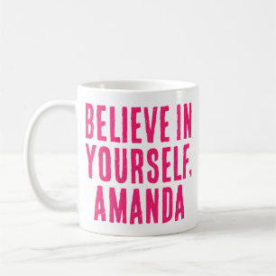Taza De Café Cree En Tu Mensaje Motivacional De Rosa