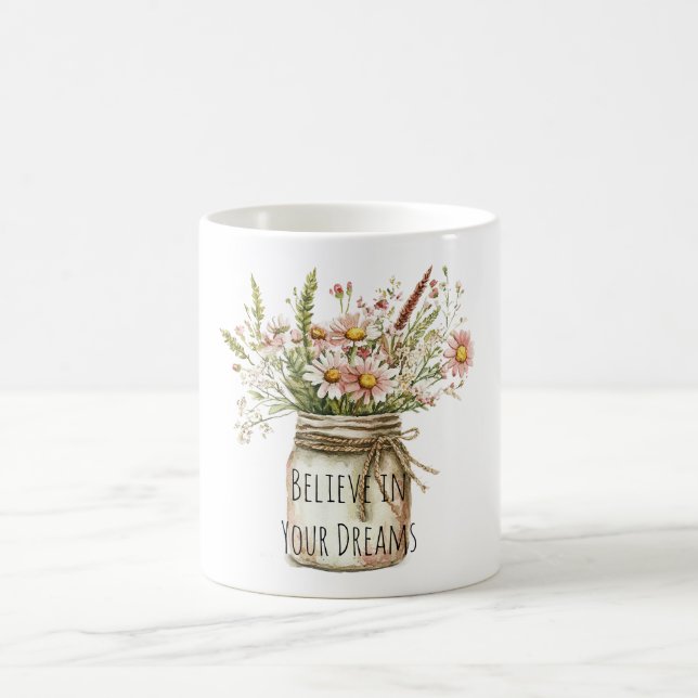 Taza De Café Cree Flores de Sueño en Tarro (Centro)