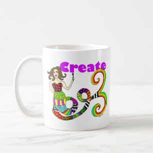 Taza De Café Cree la musa colorida de la sirena