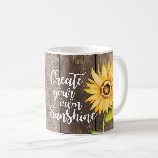 Taza De Café Cree su propia cita floral de la sol (Anverso derecho)