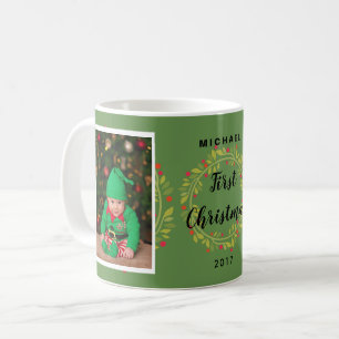 Taza De Café Cree su propio primer navidad del bebé del navida