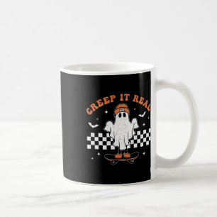 Taza De Café Creep It Real Ghost Skateboard Retro Cute Hallowee