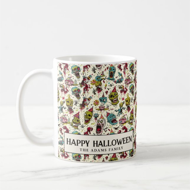 Taza De Café Creepe Cartoonish Skulls Halloween (Izquierda)