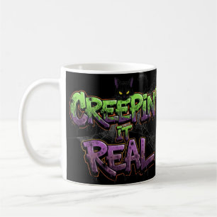 Taza De Café Creepin’ It Real - Graffiti de Guay Halloween Cat
